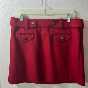 J Crew wool lined red skirt with pockets 12